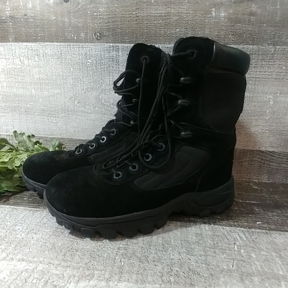 black suede tactical boots